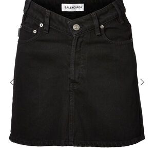 Balenciaga V-cut black denim skirt - 38